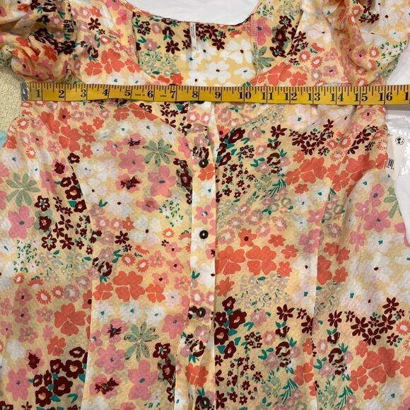 Free People Callie Floral Print Scoop Neck Short Sleeve Tunic Top .Size XS - Picture 16 of 16